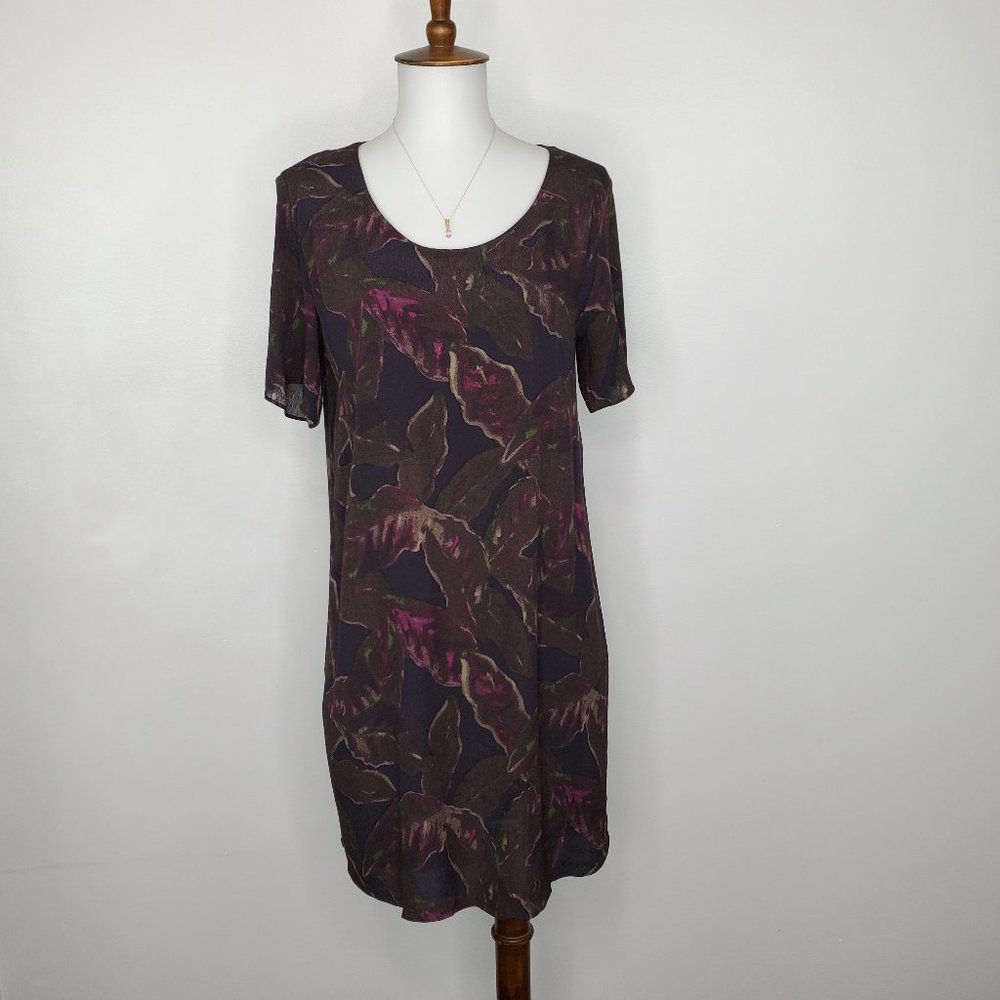 Wilfred Free Watercolor Leaf Pattern Pullover Shift Dress Size XS